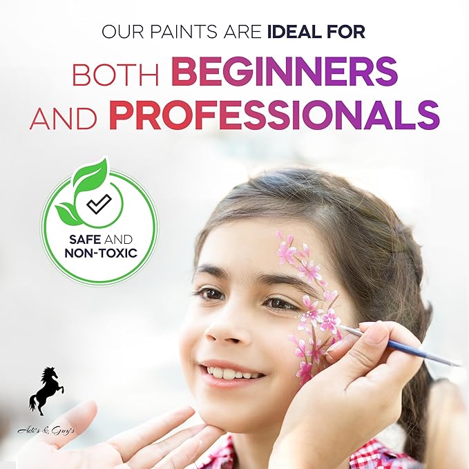 Face Paint Kit for Kids – Twin Palette with 12 Split Cake Colors, 3 Brushes & 5 Reusable Stencils – Non-Toxic, Paraben-Free, Easy to Use & Wash Off – Ideal for Parties, Halloween & Playtime.