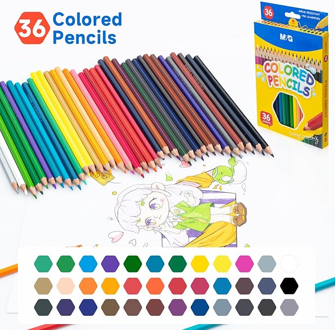 M&G 36-color Colored Pencils Set for Adult Coloring Books, Christmas Stocking Stuffers for artists Gift, Soft core color pencils set, Art Drawing Pencils for Artists Adults