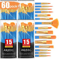 Acrylic Paint Brush Set, AROIC 60 pcs Nylon Hair Paint Brushes for All Purpose Oil Watercolor Face Body Rock Painting Artist, Small Paint Brush Kits for Kids Adult Drawing