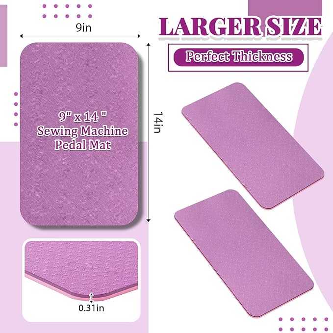 2 Pcs Sewing Machine Foot Pedal Non Slip Pad Sewing Machine Muffling Mat Reduce Vibrations Noise No Slip Pedal Accessories for Quilting (Purple)
