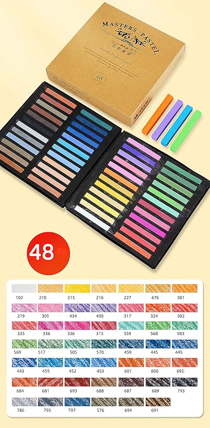 YYMIYU Neutral Color Chalk Pastels for Professional Artist 48 Colour