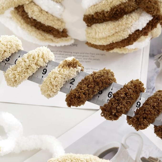 Hombys 8 Pack Giant Chunky Yarn for Crocheting/Hand Knitting, Super Bulky Large Soft Fluffy Tie Dye Plush Fuzzy Mixed Color Thick Chenille Yarn (Khaki)