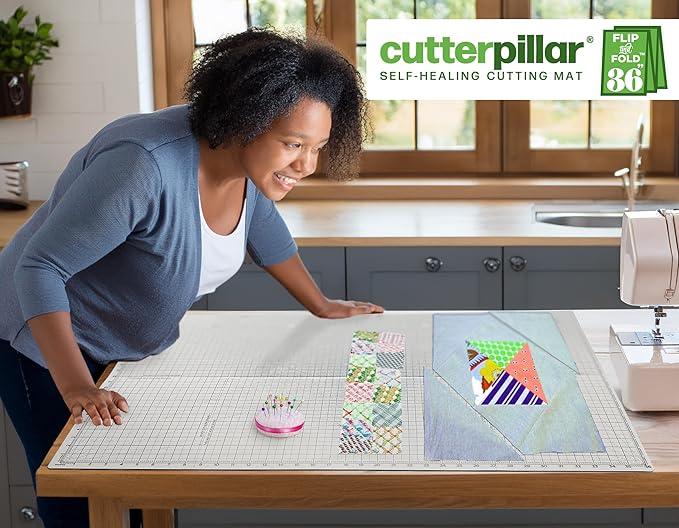 CutterPillar FLIP and FOLD Self-Healing Cutting Mat - 5-IN-1 Mat for Fabric and Sewing Craft Projects -Easy Travel and Storage - 9" x 12" to 24" x 36"