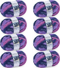 Chunky Yarn for Hand Knitting - #10 Chunky Chenille Blanket Yarn, Jumbo Big Thick Chunky Yarns for Crocheting, Tie Dye Bulky Knit Yarns, 8 Skein (25 yds 8 oz Each Skein), Multi Purple