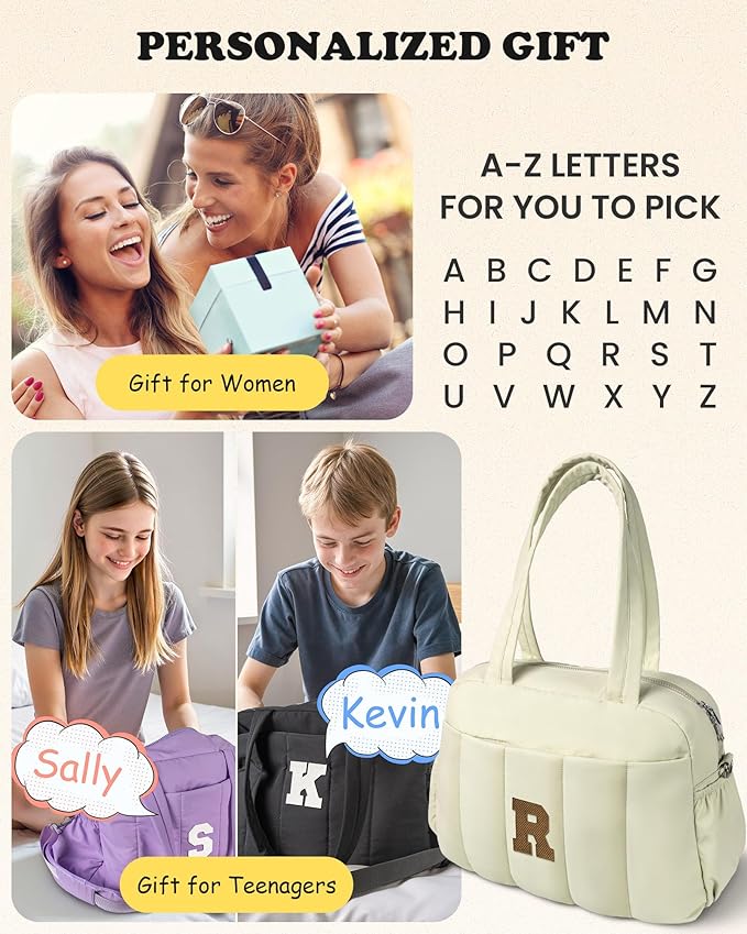 Gifts for Teens-Birthday Gifts for Her-Duffle Bag for Travel Women, Travel Bags，Initial Overnight Bag with Wet Pocket，Lightweight Weekender Bags Personalized Gym Tote with Makeup Pouch
