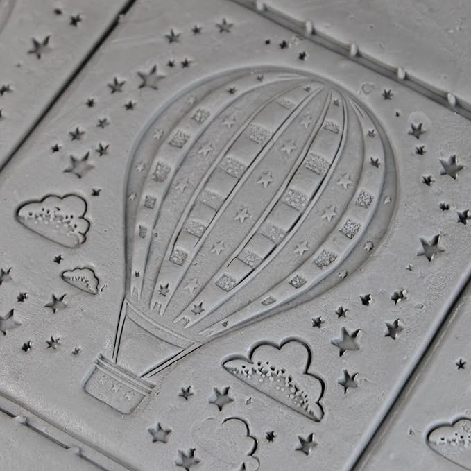 Hot Air Balloon Clay Texture Roller (4") - America Set #01 - Embossing Pattern Roller for Polymer & Ceramic Clay, Pottery & Crafts