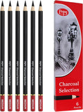 Pepy Professional Medium Charcoal Pencil Drawing Set – Set of 6 Pre-Sharpened Black Charcoal Pencils; Perfect for Drawing, Sketching, Blending and Shading
