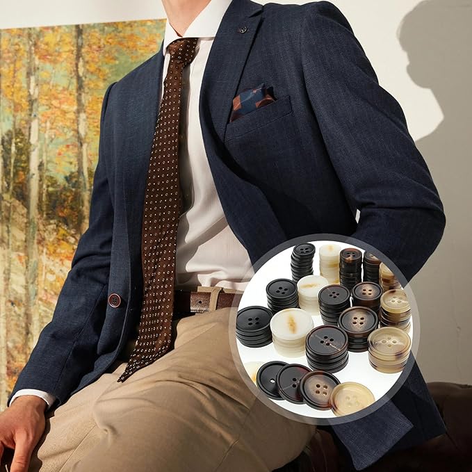 110Pcs Mixed Sewing Buttons, 4-Hole Round Bulk Resin Blazer Buttons for Sewing, Craft, Suit, Coats, Clothing, 5 Color 3 Size(15mm,20mm,25mm) Brown and White YIGUANXIN