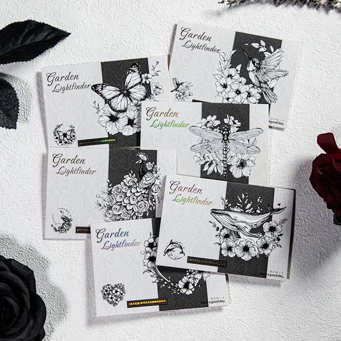 60 Pcs Black Holographic Shiny Flower Butterfly Peacocks Scrapbook Stickers - Clear Waterproof Whales Dragonfly Hummingbird Stickers for Journaling,Scrapbook,Planners,Arts Supplies