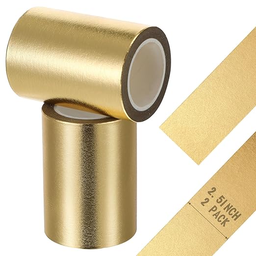 2 Rolls Gold Washi Tape 64mm x 10m Foil Self Adhesive Masking Tape DIY Craft Gift for Wrapping Scrapbooking Decoration