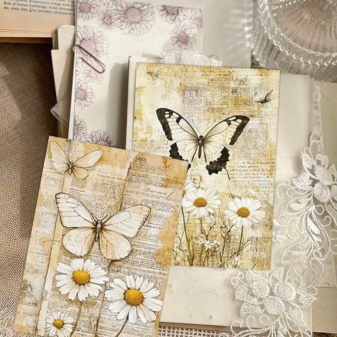 Scrapbook Paper,16 Sheets 4.1x5.8 Inch Yellow Butterfly Style Scrapbook Paper,Single-Sided Vibrant Origami Decoupage Papers for Diy Crafts, Card Making, Art Journaling
