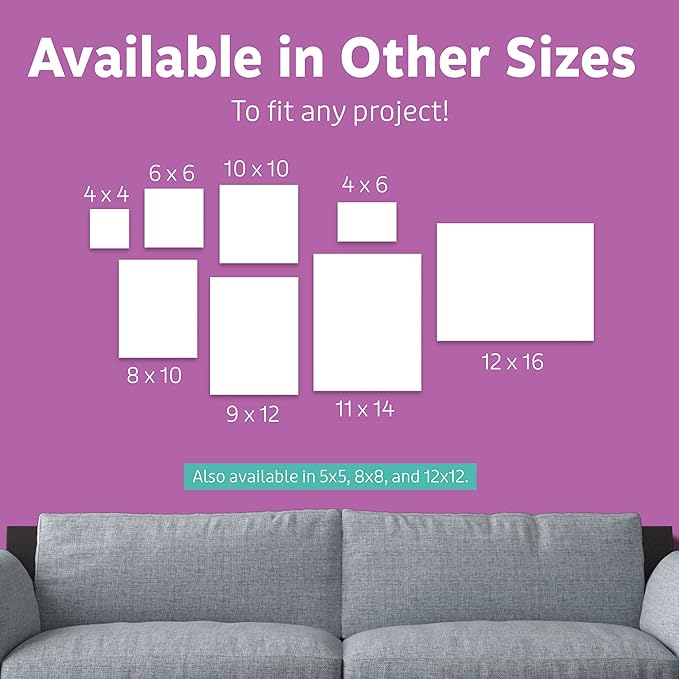 Artlicious Small Canvases for Painting - Pack of 12, 4 x 4 Inch Blank White Canvas Boards - 100% Cotton Art Panels Mini Canvas Bulk for Oil, Acrylic & Watercolor Small Painting Canvas