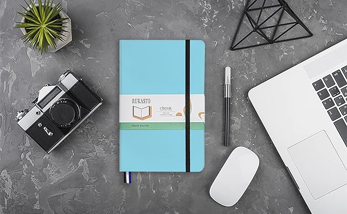 Hardcover Notebook Blank Journal Sketchbook for Drawing, Medium 5.5 by 8.4 Inch, 100 GSM Thick Paper (LightBlue, Plain)