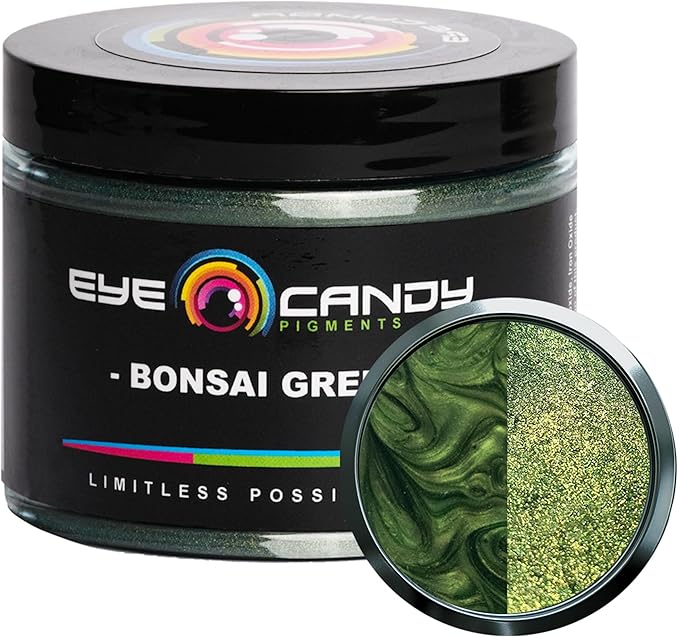 Eye Candy Pigments Premium Green Mica Powder - Bonsai Green (50gr) - for Epoxy, Resin, Soap, Paint, Woodworking, Acrylic Pouring, Bath Bombs, Fishing Lures - DIY Arts and Crafts Additive