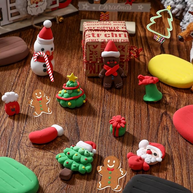 144 Pcs Air Dry Clay Bulk 76 oz Christmas Soft DIY Modeling Clay Kit Magic Foam Crafts for Sculpting Kids Gifts Party School Supplies for Crafts Artistic Project(Christmas Color)