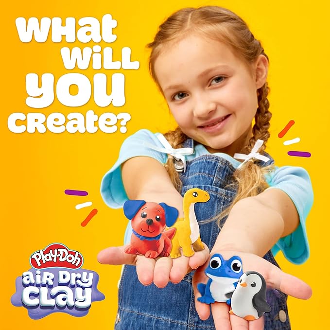 Play-Doh Air Dry Clay Bundle, 4 Squishy Air-Dry Clays in 4 Colors, Arts and Crafts Supplies, Modeling Clay, Fun Activities, Sculpting and Pottery for Kids