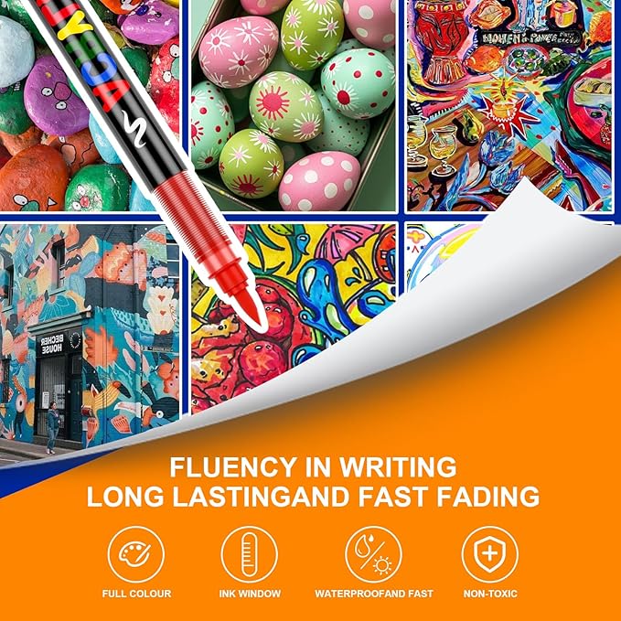 240 Colors Acrylic Paint Markers with Carrying Bag and Shoulder Strap, Soft Brush Tip Paint Pens, Acrylic Pens for Wood, Canvas, Glass, Fabric, Egg, Rock Painting and DIY Crafts Art Supplies (240)