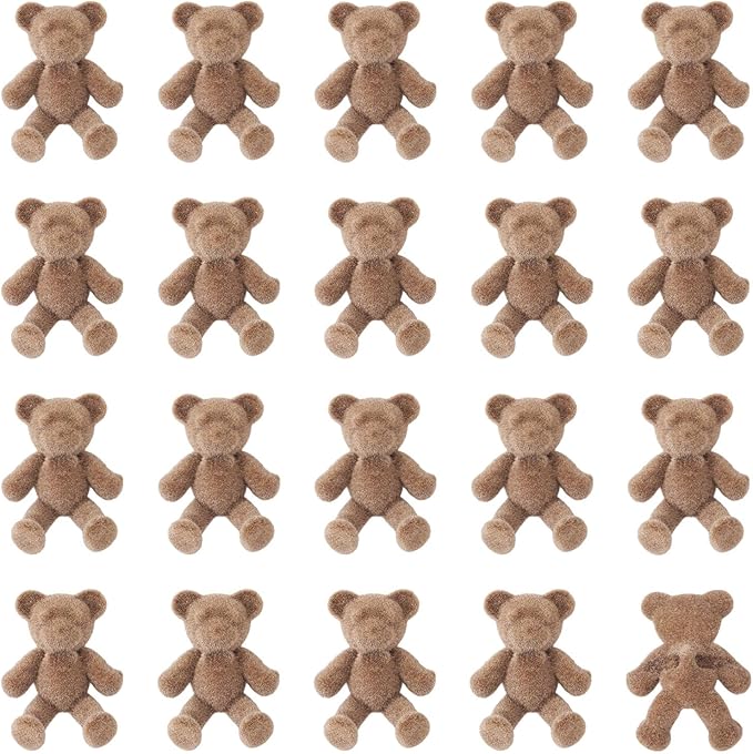 Craftdady 50pcs Flocky Acrylic Bear Buttons with Shank Cute 3D Teddy Bear Shank Sewing Craft Buttons 38-39x29.5mm for DIY Crafts Clothing Scrapbooking