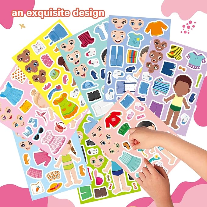 24 Sheets Make a Face and Dress Up Stickers for Girls Boys, Make Your Own Stickers for Kids Toddlers, Preschool Children Crafts Party Favor, Rewards, Art Craft, Birthday Gift
