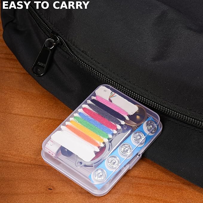 2 Pack Travel Sewing Kit, Mini Sewing Kit Travel Size with Multicolor Threads, Scissors, Needles, Buttons, Portable Emergency Sewing Set with Case, Sewing Repair Kit for Adults - Craft Supplies (2)