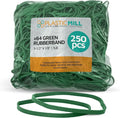 PlasticMill Green Rubber Bands Size 64 (3 1/2" x 1/4") - Colored #64 Rubber Bands Office Supplies - Thick, Elastic Rubber Bands for Tie Dyeing, File Folders, Produce, Cash Bundling (250-Count)