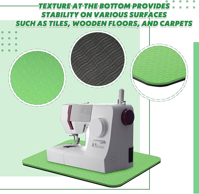 2 Pcs Sewing Machine Muffling Mat Pedal Sewing Mat Reduce Vibrations Noise No Slip Machine Accessories for Quilting(15'' X 20'' and 9'' X 14'',Forest Green)