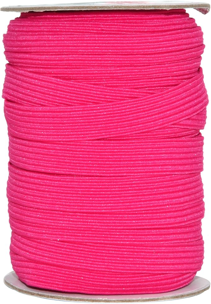 Mandala Crafts 12mm 20 Yds Roll of Hot Pink Elastic Bands for Sewing - 1/2 Flat Elastics Cord - 1 2 Inch Braided Stretch Straps for Crafting
