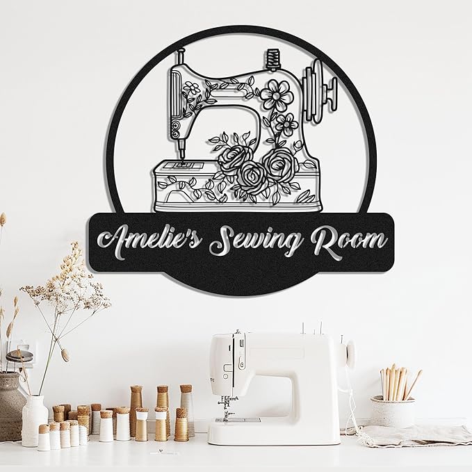 Custom Sewing Room Sign, Personalized Metal Quilting Sign, Sewing Room Decor, Sewing Machine Sign, She Shed Craft Room Decor, Personalized Sewing Gifts for Women