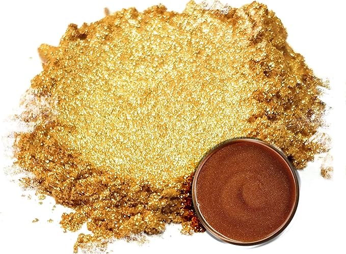 Eye Candy Pigments Premium Gold Mica Powder - Chrysta Gold (50gr) - for Epoxy, Resin, Soap, Paint, Woodworking, Acrylic Pouring, Bath Bombs, Fishing Lures - DIY Arts and Crafts Additive