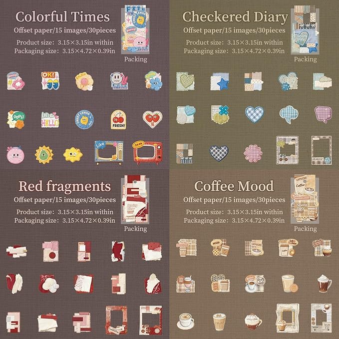 180 Pieces Vintage Sewing and Embroidery Themed Stickers, Aesthetic Decorative Hard Card Scrapbook Stickers for Journals, Crafting, Art Projects, Phone Case, Laptop, Journal Album Decoration