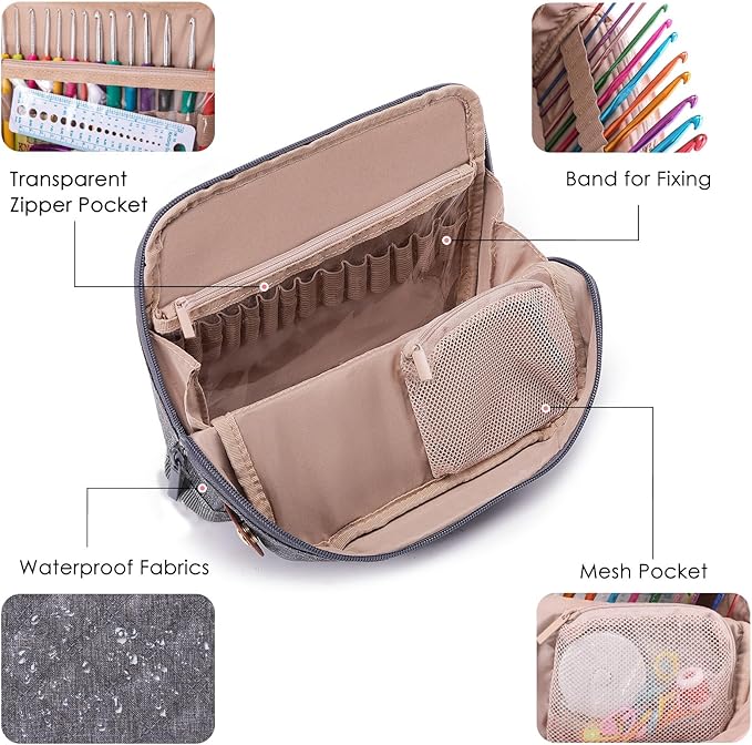 Empty Crochet Hook Case - Stand Up Organizer with 30 Slots for Hooks & Needles, Accessories - Needles Set for Lovers, Kit for Beginners