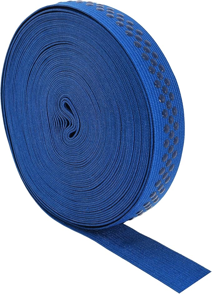 Mandala Crafts 1 Inch Elastic Silicone Gripper Tape for Clothing - 10 Yds Dotted Non Slip Elastic Band for Sewing - Denim Silicone Flat Fabric Stretchy Ribbon Straps