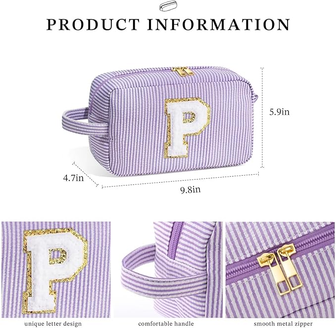 YOOLIFE Birthday Gifts for Mom, Mom Gifts from Daughter, Mother In Law Gifts, Mama Gift Idea, Personalized Gifts for Women, Initial Makeup Bag for Women C