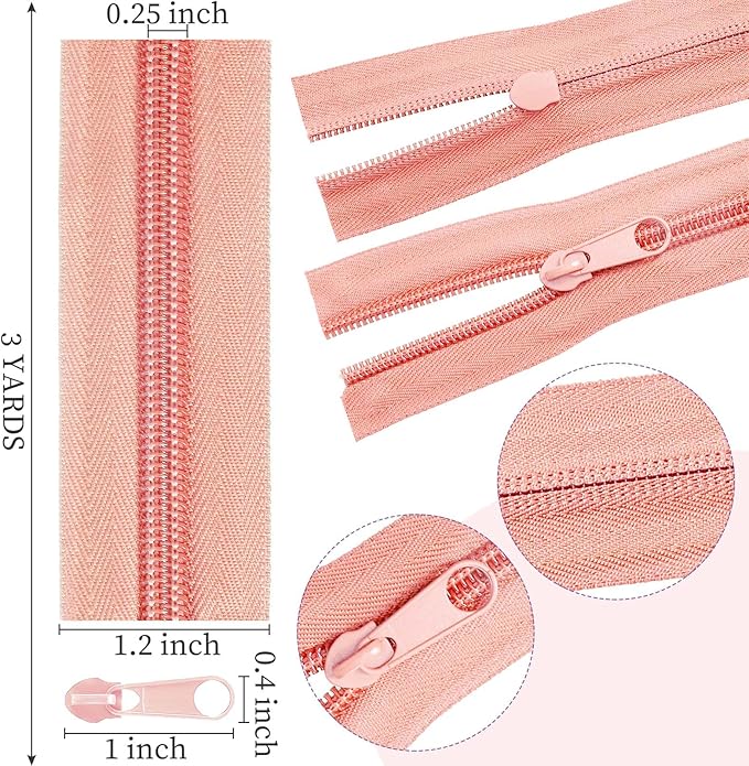 Syhood 36 Yards 12 Pieces #5 Sewing Zippers Tapes Assorted Nylon Lightweight with 120 Plastic Zipper Sliders for Women Men Sewing Supplies(Dopamine Color)