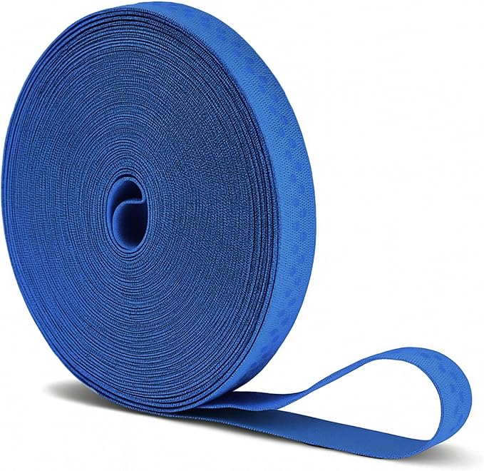 Mandala Crafts 0.5 Inch Elastic Silicone Gripper Tape for Clothing - 10 Yds Dotted Non Slip Elastic Band for Sewing - Denim Silicone Flat Fabric Stretchy Ribbon Straps