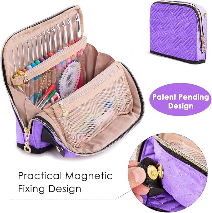 MYBAGZING Empty Crochet Hook Case - Crochet Hook Organizer Case Stand Up (Upgraded) -Corchet Organizer - Crochet Hook Holder for Knitting & Crochet Supplies, Crochet Needles, Crochet Accessories