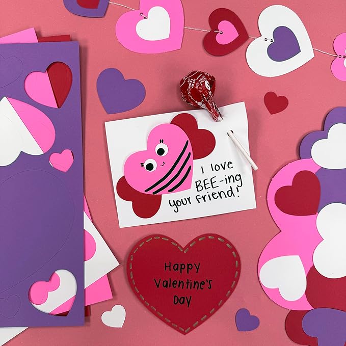 FreshCut Crafts 240 Pieces Heart Paper Cutouts, 2-Sided US Made Card Stock Punch Out Sweet Colored Hearts for Valentine’s Day Crafts, Bulletin Boards, Classroom Decor, and Posters 4 Sweet Colors