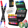 120 Colors Acrylic Paint Pens, Dual Tip Markers With Fine Tip and Brush Tip for Rock Painting, Ceramic, Wood, Plastic, Calligraphy, Scrapbooking, Brush Lettering, Card Making, DIY Crafts