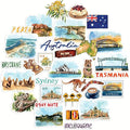 Navy Peony Outback Australia Travel Stickers (32pcs) — for Scrapbooks, Journals