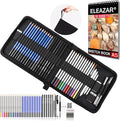 ELEAZAR SKETCHING PENCIL SET: colorful water-soluble pencils, sketching pencils, sketchbook, portable zippered drawing tool set The perfect drawing set for kids, teens and adults (42-Piece)