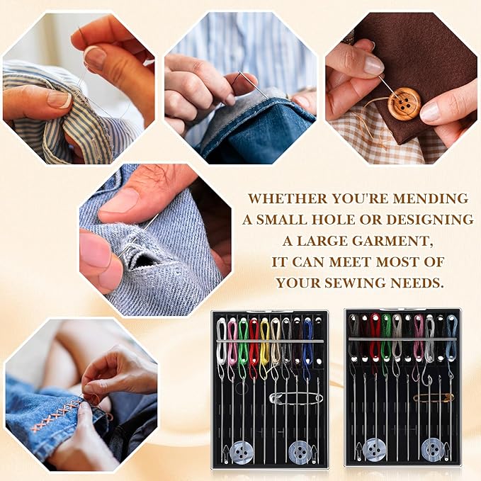 XunYee 72 Boxes Mini Sewing Kit Bulk Easy Pre Threaded Needle Kit Travel Sewing Threaded Needle Holder Small Home Travel Box with Pin Button, Assorted Colors