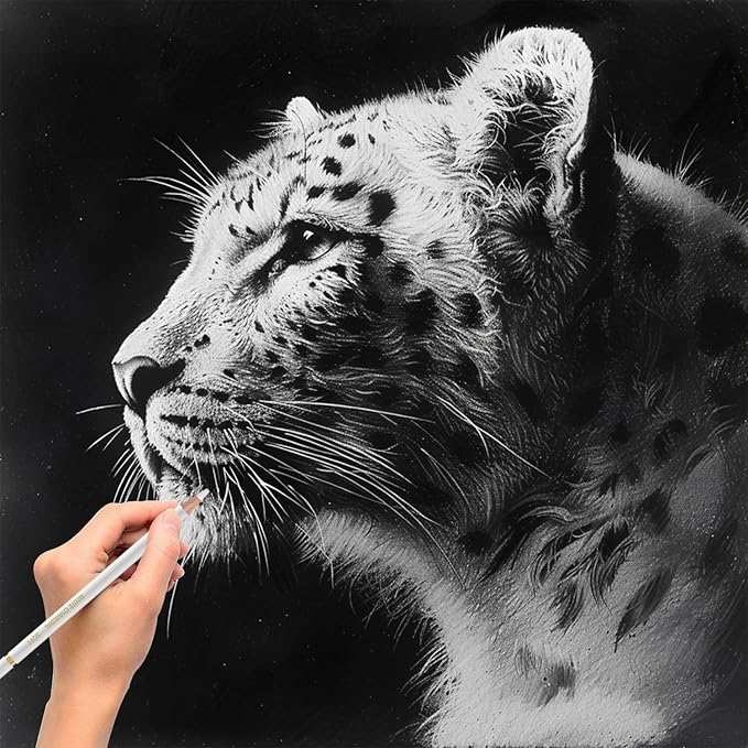 White Charcoal Pencils, Pack of 12 Charcoal Drawing Pencils, Charcoal Pencils for Artists, Art Supplies for Drawing and Highlighting.