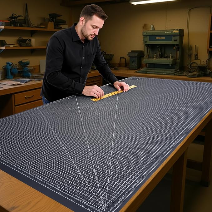 Extra Large 47'x94' Self Healing Cutting Mat，Non-Slip Worktable Mat，Black and White Side printed with precise grid lines