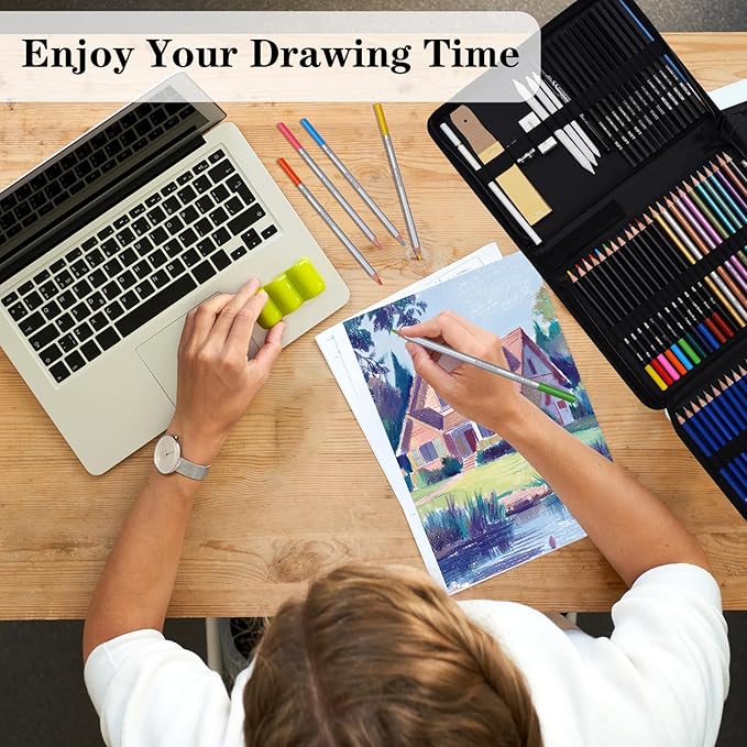 71Pack Drawing Supplies Sketching Kit,Art Supplies for Adults Artists Beginners,Drawing Kit Sketching Pencils with Sketchbook, Colored Watercolor Metallic Graphite Charcoal Pencils