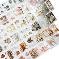 Cozy Home-Themed PET Tape Set, 6 Rolls Pre-Cut Scrapbook Stickers for Journal Supplies, Planner, DIY Crafts, and Gift Wrapping