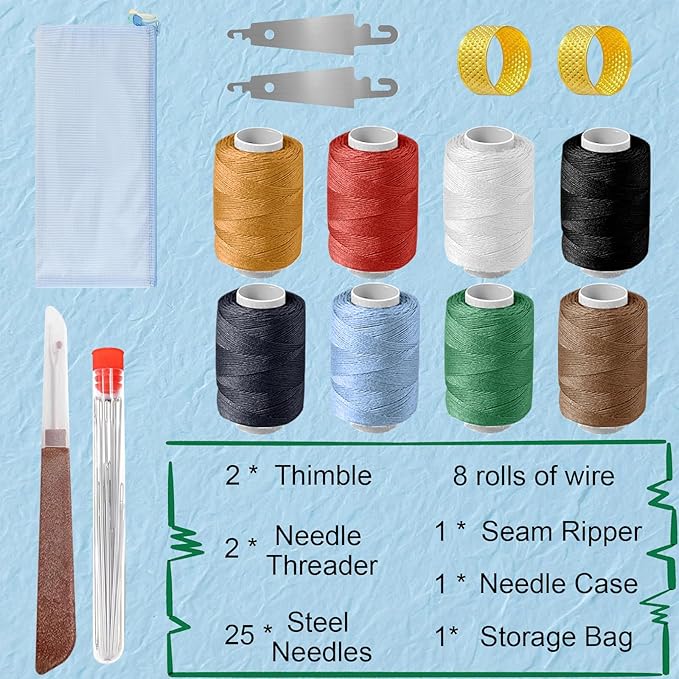 Big Eye Steel Sewing Needles Kit, Stainless Steel Needles for Hand Sewing, 2025 New Sewing Kits, Beginner Sewing Kit, Adequate Needles and Thread, Student Dormitory Sewing Kit (8c-38pcs)