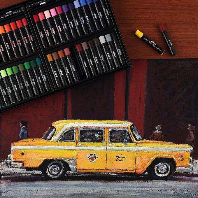 Soho Urban Artist Oil Pastels 52pc Set - Extra Soft, Blendable, Highly Pigmented and Vibrant, Ideal for Artists, Professionals, Students - Suitable for Drawing, Sketching, Layering, and Scraping