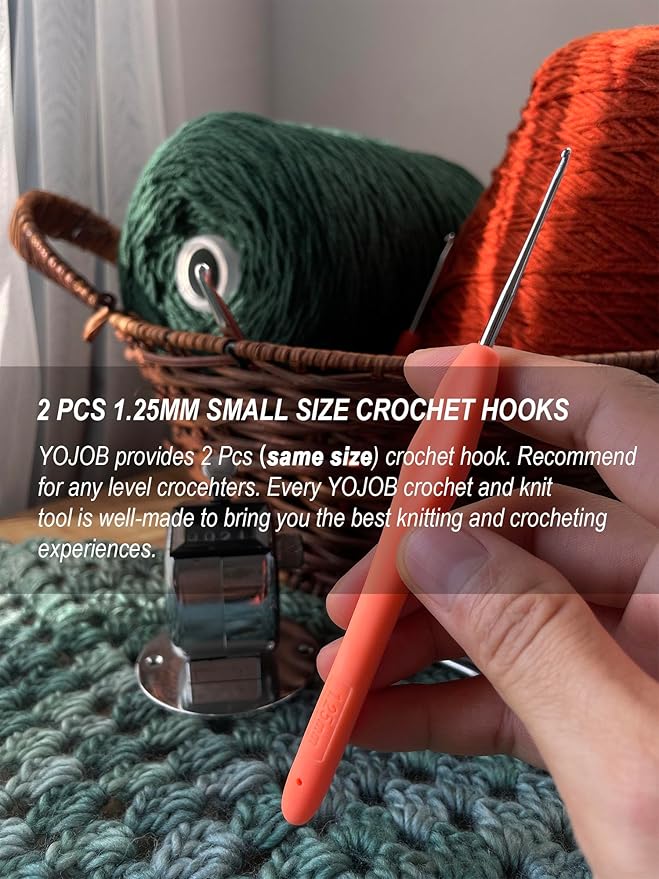 2Pcs 1.25mm Small Crochet Hooks, Ergonomic Small Lace Crochet Hook for Beginners, Crochet Needles for Crocheting, Smooth and Comfortable for Arthritis (1.25mm)