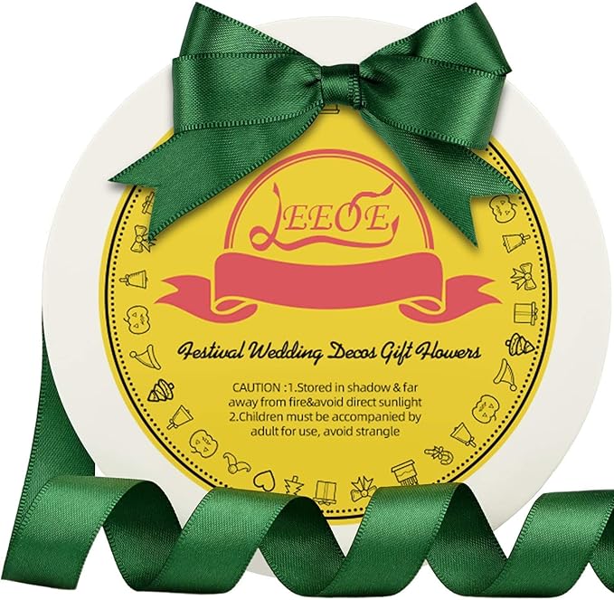 Double Face Forest Green Satin Ribbon 5/8 inch X 50 Yards Polyester Forest Green Ribbon for Gift Wrapping Very Suitable for Weddings Party Invitation Decorations and More