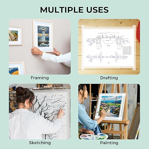 JusArt 3 Packs Artist Tape for Watercolor Paper, 1/2 inch Wide Total 600FT Long, White Art Tape for Drawing Test, Large Scale Painting, Acid Free, Low Tack